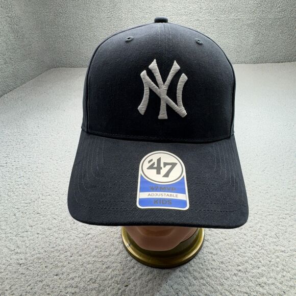New York Yankees Hat Cap Strap Back Blue 47 Brand Kids Baseball Adjustable Logo - Picture 1 of 10